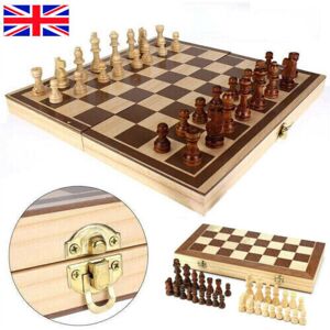 FLEMYE Large Chess Wooden Set Folding Chessboard Pieces Wood Board Chess FLEMYE Large Chess Wooden Set Folding Chessboard Pieces Wood Board Chess
