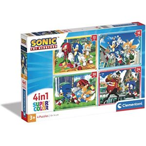 Clementoni - 21522-4 In 1 Supercolor Puzzle - Sonic - 12+16+20+24 Pieces, Jigsaw Clementoni - 21522-4 In 1 Supercolor Puzzle - Sonic - 12+16+20+24 Pieces, Jigsaw