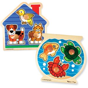 Melissa & Doug Animals Jumbo Knob Wooden Puzzles Set - Fish and Pets - Chunky Wo Melissa & Doug Animals Jumbo Knob Wooden Puzzles Set - Fish and Pets - Chunky Wo
