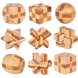 Unbranded (As show, One size) 9 Pieces Wooden Brain Teaser, 4.5cm Brain Teaser Games, 3D I Unbranded (As show, One size) 9 Pieces Wooden Brain Teaser, 4.5cm Brain Teaser Games, 3D I
