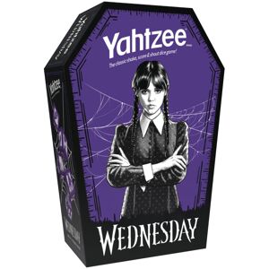 USAopoly Yahtzee: Wednesday Dice Game Collectible Flocked Interior Coffin Dice Cup Clas USAopoly Yahtzee: Wednesday Dice Game Collectible Flocked Interior Coffin Dice Cup Clas