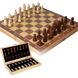 Unbranded Large Folding Wooden Chess Set with 64-Square Board and 32 Pieces - Travel-Frien Unbranded Large Folding Wooden Chess Set with 64-Square Board and 32 Pieces - Travel-Frien