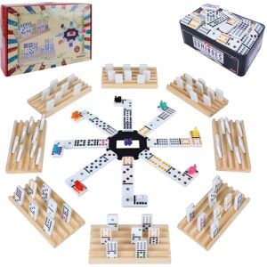 Gonoelec Double 12 Mexican Train Dominoes Game for Adults with 8pcs Wooden Trays Gonoelec Double 12 Mexican Train Dominoes Game for Adults with 8pcs Wooden Trays