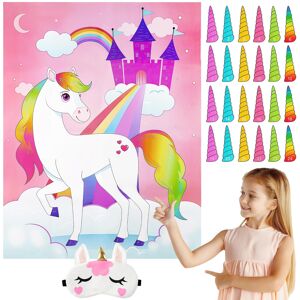 JOYIN Pin The Horn on The Unicorn - 28x21 in poster - 24 horns - party game JOYIN Pin The Horn on The Unicorn - 28x21 in poster - 24 horns - party game