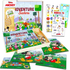 Disney Mickey Mouse Wooden Puzzle 5 Pack - Wood Jigsaw Bundle with Holding Tray, Mickey Disney Mickey Mouse Wooden Puzzle 5 Pack - Wood Jigsaw Bundle with Holding Tray, Mickey