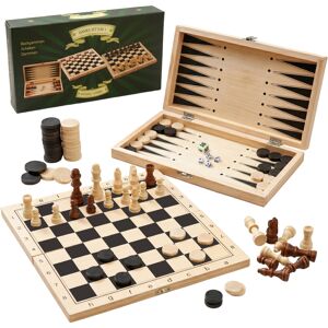 The Magic Toy Shop 3 in 1 Chess Draughts Backgammon Wooden Board Game Set Compe The Magic Toy Shop 3 in 1 Chess Draughts Backgammon Wooden Board Game Set Compe