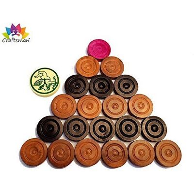 Unbranded Carrom Coin Set of 24 Coins Sheesham Wood Champion Carrom Coins + Striker Unbranded Carrom Coin Set of 24 Coins Sheesham Wood Champion Carrom Coins + Striker