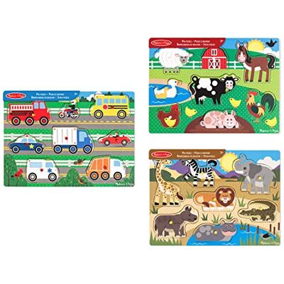 Melissa & Doug - 3 Peg Boards - Farm Animals - Wooden Toy Melissa & Doug - 3 Peg Boards - Farm Animals - Wooden Toy