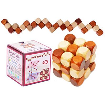 Toys of Wood Oxford Wooden Twist Cube IQ Puzzle - Wooden Brain Teaser - Brain Teaser Puzzle for Chil Toys of Wood Oxford Wooden Twist Cube IQ Puzzle - Wooden Brain Teaser - Brain Teaser Puzzle for Chil