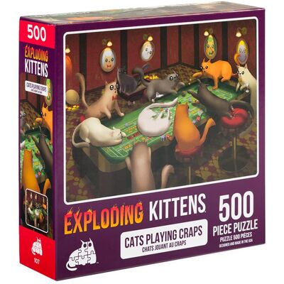 Exploding Kittens 500 Piece Jigsaw Puzzle - Cats Playing Craps - Puzzle for Adults Exploding Kittens 500 Piece Jigsaw Puzzle - Cats Playing Craps - Puzzle for Adults