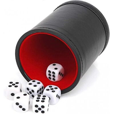 Unbranded Felt Lined Professional Dice Cup - with 6 Dice Quiet for Yahtzee Game Unbranded Felt Lined Professional Dice Cup - with 6 Dice Quiet for Yahtzee Game