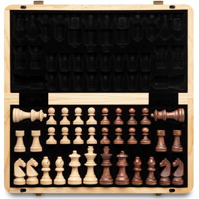 A&A 15" Magnetic Wooden Chess Set/Folding Board / 3" King Height German Knight S A&A 15" Magnetic Wooden Chess Set/Folding Board / 3" King Height German Knight S