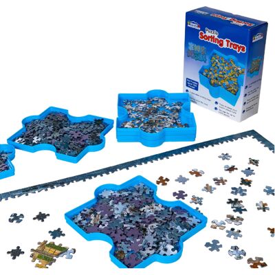 White Mountain Stackable Puzzle Sorting Trays - 6 Plastic Shaped Trays, Stores U White Mountain Stackable Puzzle Sorting Trays - 6 Plastic Shaped Trays, Stores U