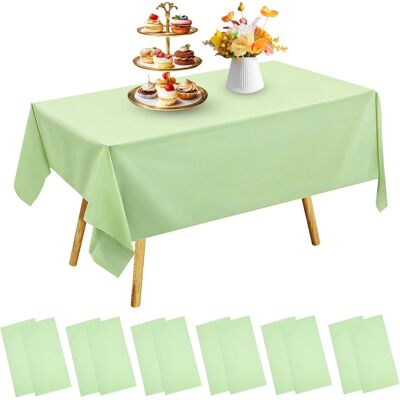 DIYJEP 12 Pack Disposable Plastic Table Cloth, Table Cover(Sage Green) DIYJEP 12 Pack Disposable Plastic Table Cloth, Table Cover(Sage Green)