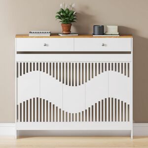 Joolihome (Wood Grain, M(H: 96 / W: 109 / D: 19 cm)) Radiator Cover with Drawers, White Mo Joolihome (Wood Grain, M(H: 96 / W: 109 / D: 19 cm)) Radiator Cover with Drawers, White Mo