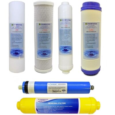 Finerfilters 6-Stage RO Filter Pack with 50GPD Membrane FF-RO-REPL-D6-50GPD Finerfilters 6-Stage RO Filter Pack with 50GPD Membrane FF-RO-REPL-D6-50GPD