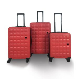 Qubed Squared 3 Piece Suitcase Set - Red