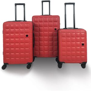 Qubed Squared 3 Piece Suitcase Set - Red