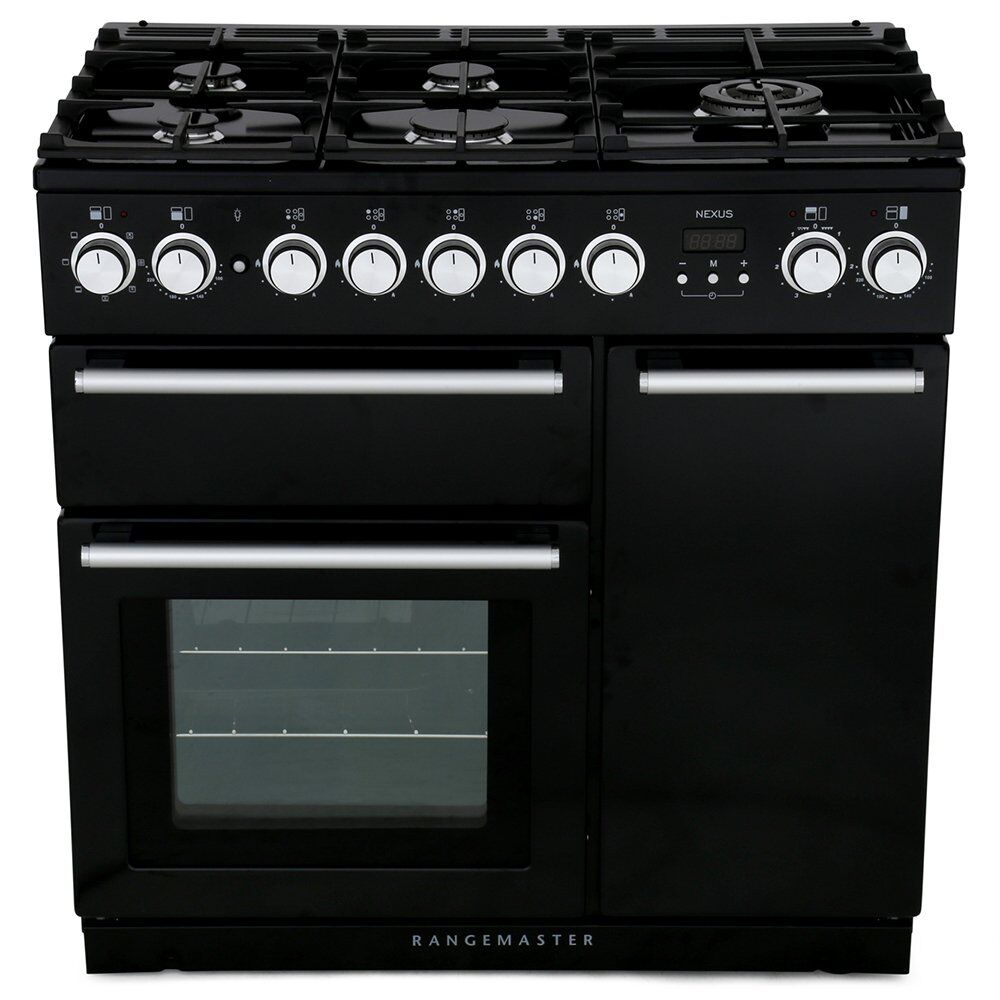 Rangemaster NEX90DFFBL/C Nexus Gloss Black 90cm Dual Fuel Range Cooker