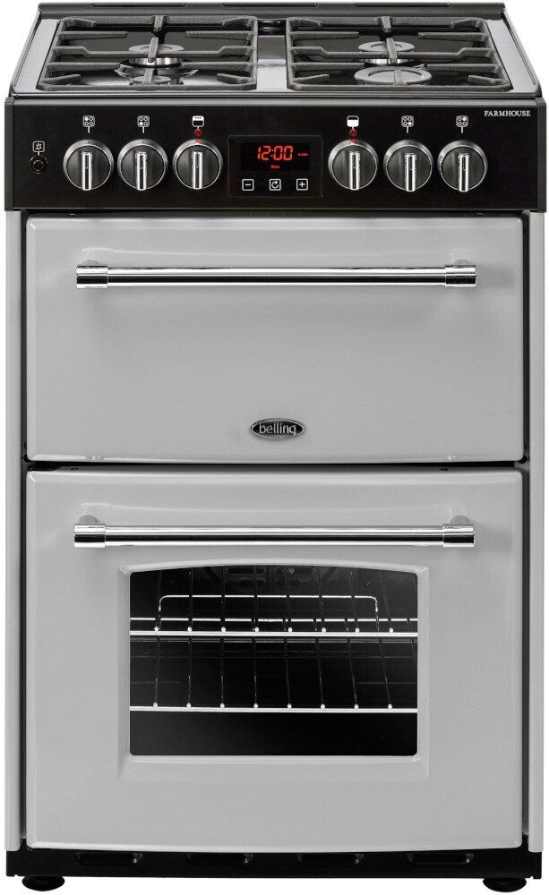 Belling Farmhouse 60DF Silver Dual Fuel Cooker with Double Oven Belling Farmhouse 60DF Silver Dual Fuel Cooker with Double Oven