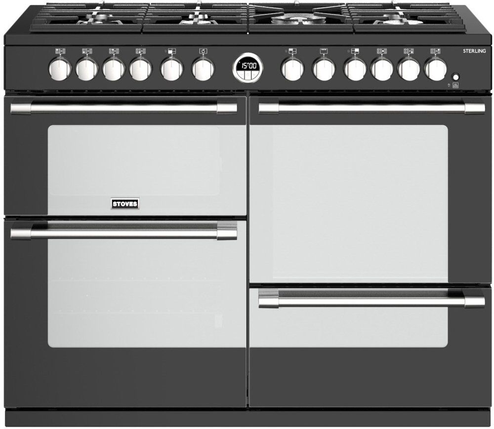 Stoves Sterling S1100DF Black 110cm Dual Fuel Range Cooker Stoves Sterling S1100DF Black 110cm Dual Fuel Range Cooker