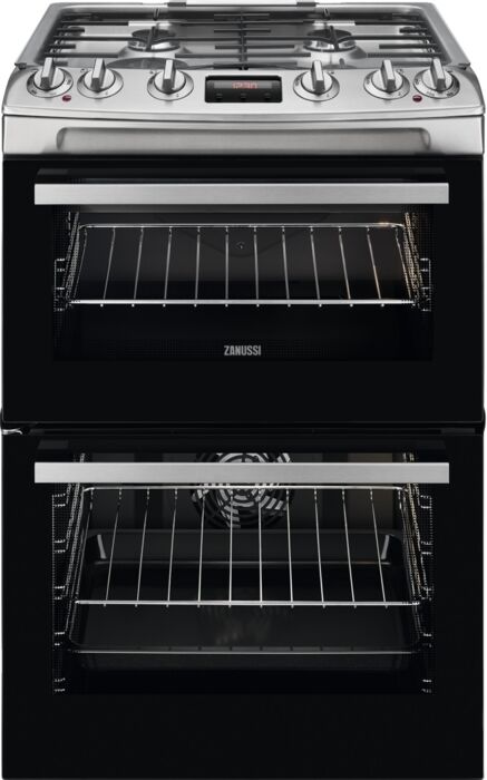 Zanussi ZCK66350XA Dual Fuel Cooker with Double Oven - Stainless Steel Zanussi ZCK66350XA Dual Fuel Cooker with Double Oven - Stainless Steel
