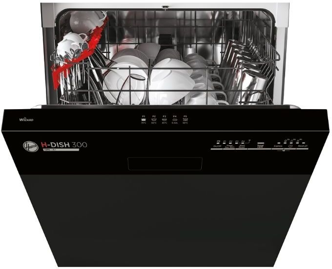 Hoover HDSN 1L380PB-80 Built In Semi Integrated Dishwasher - Black