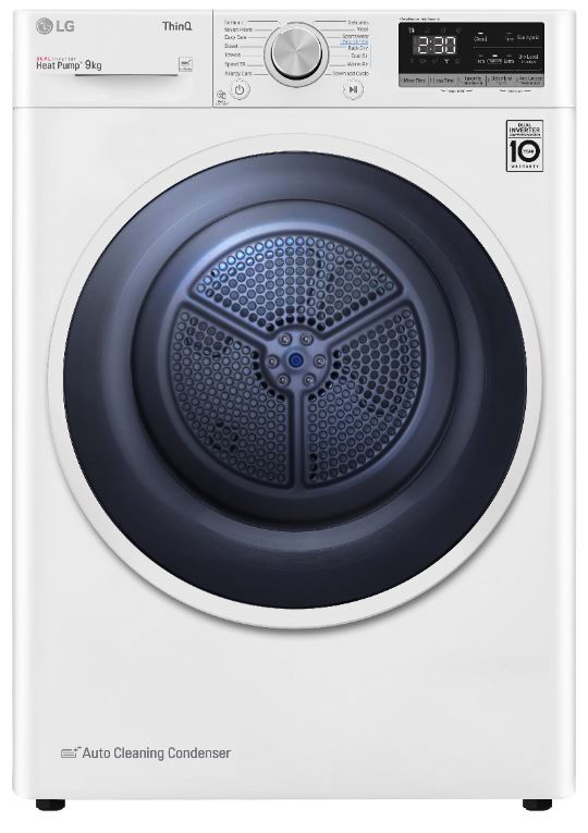 LG FDV309W Condenser Dryer with Heat Pump Technology - White