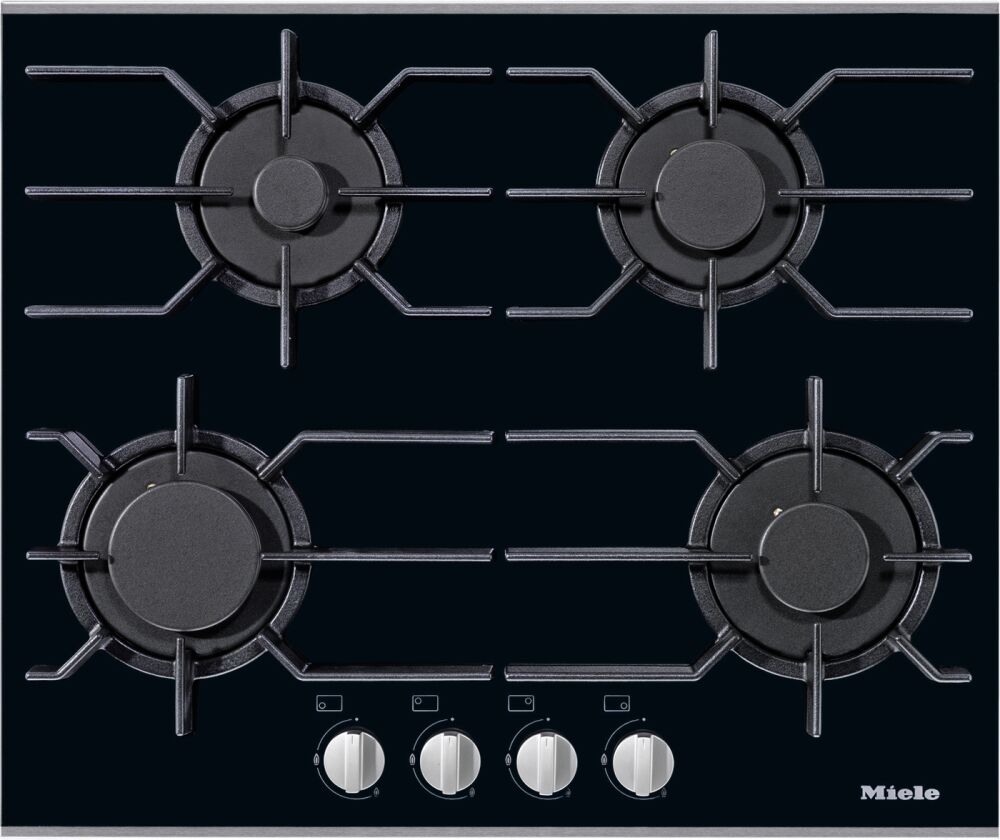 Miele KM3010 Stainless Steel and Glass 4 Burner Gas Hob - Black