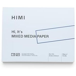 HIMI Paper Pad Mixed Media 22.9 x 30.5cm (9 x 12), 180g, 90 Sheets, Glue Bound, White Paper, Artist Supplies, Paper for Painting, Spiral Binding Sketchbook, Pencil, Drawing, Mix Media HIMI Paper Pad Mixed Media 22.9 x 30.5cm (9 x 12), 180g, 90 Sheets, Glue Bound, White Paper, Artist Supplies, Paper for Painting, Spiral Binding Sketchbook, Pencil, Drawing, Mix Media