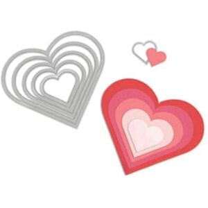 Sizzix Framelits Die Hearts, Set of 6, Multi-Colour Sizzix Framelits Die Hearts, Set of 6, Multi-Colour