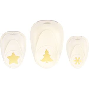 Vaessen Creative Craft Paper Punch - Christmas - 3 Pcs - Various Sizes - Snowflake, Tree, Star - Ivory Vaessen Creative Craft Paper Punch - Christmas - 3 Pcs - Various Sizes - Snowflake, Tree, Star - Ivory