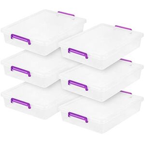IRIS USA Plastic Storage Bins with Lids 6 Qt. Craft Organizers and Storage, Art Supply Storage Organizer, Arts and Crafts Organizer, Stackable and Secure Latch, Clear/Violet 6 Pack IRIS USA Plastic Storage Bins with Lids 6 Qt. Craft Organizers and Storage, Art Supply Storage Organizer, Arts and Crafts Organizer, Stackable and Secure Latch, Clear/Violet 6 Pack