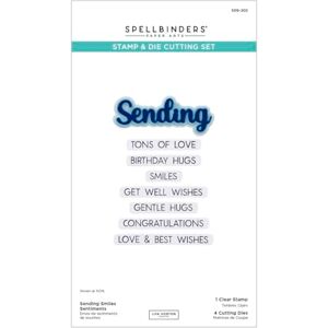 Spellbinders Sending Smiles Sentiments Clear Stamp & Die Set from The Wildflowers Collection by Lisa Horton Spellbinders Sending Smiles Sentiments Clear Stamp & Die Set from The Wildflowers Collection by Lisa Horton