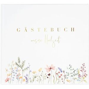 Goldbuch 50 044 Guest Book Flower Love White Wedding Guest Album with 100 Illustrated Pages Photo Guest Book with Hard Cover Art Print with Flower Motif and Gold Embossing Approx. 24.5 x 22.5 x 3.5 cm Goldbuch 50 044 Guest Book Flower Love White Wedding Guest Album with 100 Illustrated Pages Photo Guest Book with Hard Cover Art Print with Flower Motif and Gold Embossing Approx. 24.5 x 22.5 x 3.5 cm