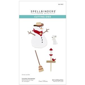 Spellbinders Country Snowman Etched Dies from The Country Christmas Collection by Annie Williams, White Spellbinders Country Snowman Etched Dies from The Country Christmas Collection by Annie Williams, White