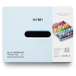 HIMI Twin Cup Gouache Set 112 Paint Colours, Ice Blue Case, Add Water to Reactivate, Smooth, Rich Colours, Gift, Artist Art Supplies, Large Scale Art Work to Fine Details HIMI Twin Cup Gouache Set 112 Paint Colours, Ice Blue Case, Add Water to Reactivate, Smooth, Rich Colours, Gift, Artist Art Supplies, Large Scale Art Work to Fine Details