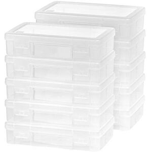 IRIS USA Plastic Pencil Case Box Craft Hobby Art School Supply Storage Organizer Container with Latching Lid, 10-Pack, for Bead Pens Ribbons Wahi Tape Sticker Yarn Ornaments, Stackable, Clear, Medium IRIS USA Plastic Pencil Case Box Craft Hobby Art School Supply Storage Organizer Container with Latching Lid, 10-Pack, for Bead Pens Ribbons Wahi Tape Sticker Yarn Ornaments, Stackable, Clear, Medium