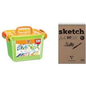 BIC Kids Colouring Set Of 120 Colouring Pencils and Felt Pens for Kids in Assorted, Vibrant Colours Includes Storage Box BIC Kids Colouring Set Of 120 Colouring Pencils and Felt Pens for Kids in Assorted, Vibrant Colours Includes Storage Box