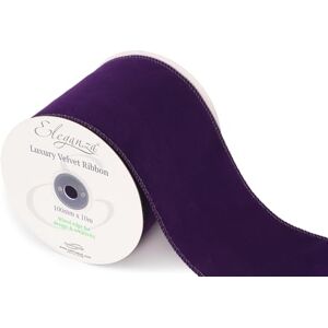 Eleganza 024530 Velvet Ribbon with Wired Edge Purple No.36 100mm x 10m Eleganza 024530 Velvet Ribbon with Wired Edge Purple No.36 100mm x 10m