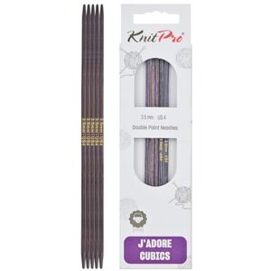 KNITPRO Knitting Needles, Wooden Pins for Socks Hats Mittens, Cubics Double Pointed, Laminated Birch Wood, 15cm x 3.50mm, Set of 5, Purple KNITPRO Knitting Needles, Wooden Pins for Socks Hats Mittens, Cubics Double Pointed, Laminated Birch Wood, 15cm x 3.50mm, Set of 5, Purple