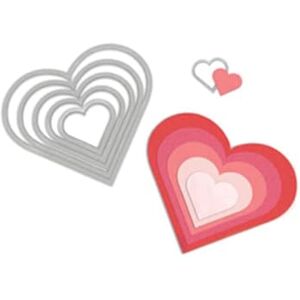 Sizzix Framelits Die Hearts, Set of 6, Multi-Colour Sizzix Framelits Die Hearts, Set of 6, Multi-Colour