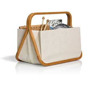 Prym Canvas and Bamboo (45x27x37cm) Natural Beige Colour Design Fold and Store Basket 1 Piece Prym Canvas and Bamboo (45x27x37cm) Natural Beige Colour Design Fold and Store Basket 1 Piece