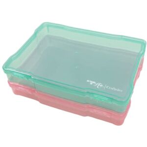 Craftelier Set of 2 Organization Boxes for Scrapbooking and Crafts Materials Translucent Pink and Turquoise Approximate Size 19.8 x 14.6 x 3.1 cm (7.80" x 5.75" x 1.22") Craftelier Set of 2 Organization Boxes for Scrapbooking and Crafts Materials Translucent Pink and Turquoise Approximate Size 19.8 x 14.6 x 3.1 cm (7.80" x 5.75" x 1.22")