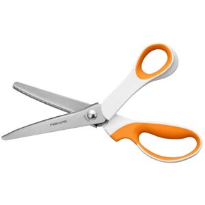 Fiskars pinking shears, length: 24.2 cm, right-handed, stainless steel blade/plastic handles, white/orange, SoftGrip, 1070024 Fiskars pinking shears, length: 24.2 cm, right-handed, stainless steel blade/plastic handles, white/orange, SoftGrip, 1070024