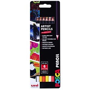 Posca KPE-200 Oil and Wax Colouring Pencils. Premium Tough Nib for Arts and Crafts. Multi Surface Use On Wood, Fabric, Paper, Cardboard, & Canvas. Perfect for Creative Drawing. Set of 6 Sunny Colours Posca KPE-200 Oil and Wax Colouring Pencils. Premium Tough Nib for Arts and Crafts. Multi Surface Use On Wood, Fabric, Paper, Cardboard, & Canvas. Perfect for Creative Drawing. Set of 6 Sunny Colours