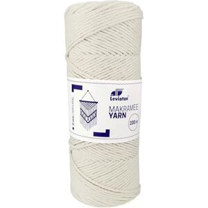 Leviatan Natural Thread 200m Super Soft Single Twisted Cord 100% Cotton Thread Macramé Rope for Handicrafts Wedding and Christmas Decorations 3mm x 200m Natural Leviatan Natural Thread 200m Super Soft Single Twisted Cord 100% Cotton Thread Macramé Rope for Handicrafts Wedding and Christmas Decorations 3mm x 200m Natural