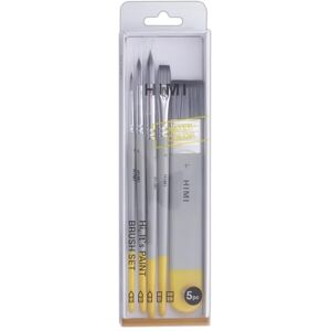 HIMI Watercolour Brush Set of 5, Includes 3 Round Brushes, 1 Flat & Wide Flat Brush, Grey, Beginner, Paint Art Brushes, Acrylic, Gouache Painting, Soft Blend, Bold Strokes, Fine Details, Synthetic HIMI Watercolour Brush Set of 5, Includes 3 Round Brushes, 1 Flat & Wide Flat Brush, Grey, Beginner, Paint Art Brushes, Acrylic, Gouache Painting, Soft Blend, Bold Strokes, Fine Details, Synthetic