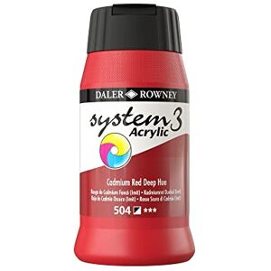 Daler Rowney Daler-Rowney System3 Acrylic Paint, Plastic Pot, 16.91oz 500 ml, Cadmium Red Deep Hue Daler Rowney Daler-Rowney System3 Acrylic Paint, Plastic Pot, 16.91oz 500 ml, Cadmium Red Deep Hue