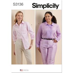 Simplicity Sewing Pattern SS3136W2 Misses' and Women's Button Up Shirt W2 (20W-22W-24W-26W-28W) Simplicity Sewing Pattern SS3136W2 Misses' and Women's Button Up Shirt W2 (20W-22W-24W-26W-28W)